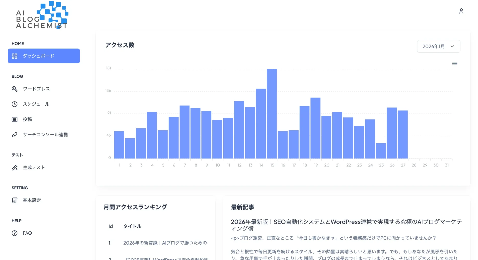 AIブログアルケミストダッシュボード
